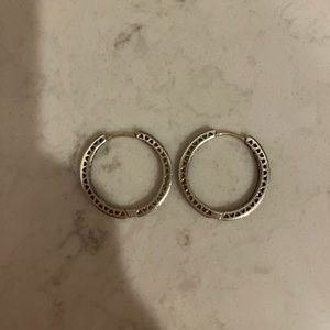Pandora Sparkle and Hearts Hoop earrings